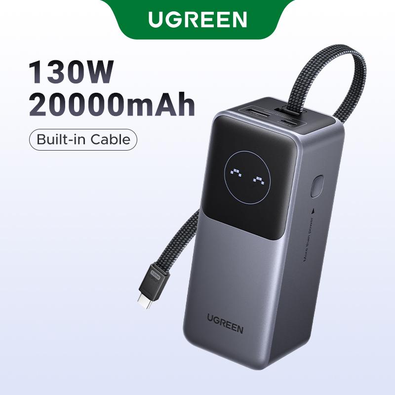【Cáp USB C Tích Hợp UGREEN, 20000mAh, 130W, Pin Sạc Dự Phòng, Màn Hình Hiển Thị Kỹ Thuật Số, Hỗ Trợ Sạc Nhanh, Compatible with MacBook Pro, iPhone 16 Pro Max, Laptop, Điện Thoại Di Động