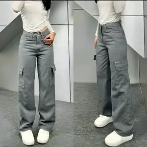 CELANA CARGO JEANS HIGWAIST KOREAN STYLE