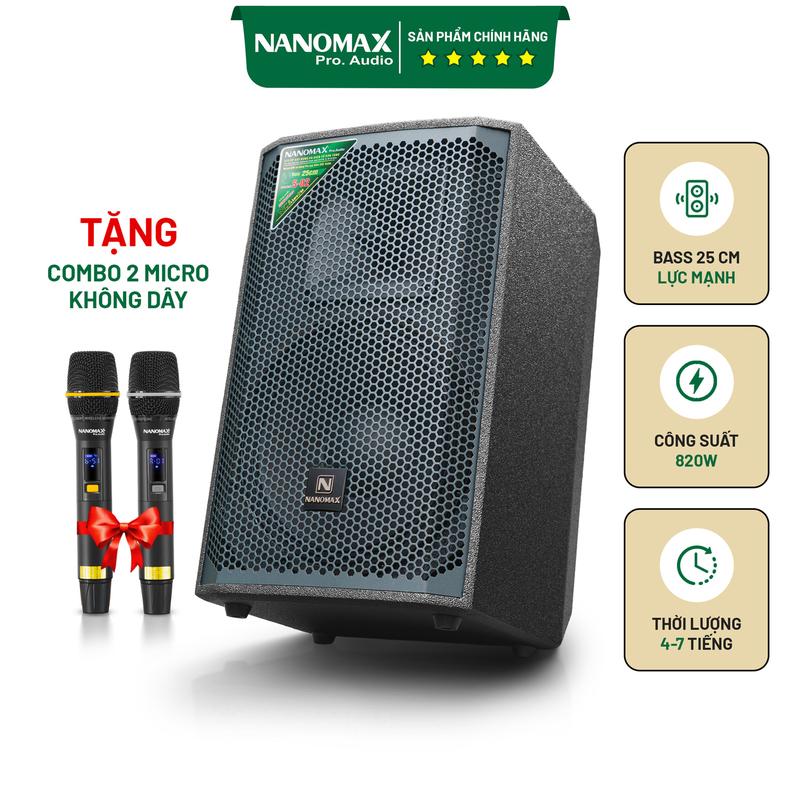 Loa Karaoke Xách Tay Nanomax S-02 Bass 25cm Công Suất Lớn 820w Karaoke Bluetooth