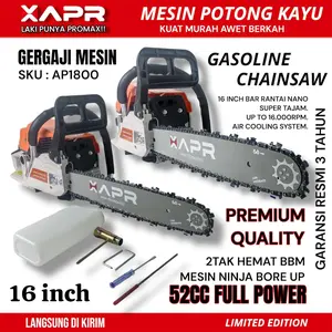 SENSO 16INCH CHAINSAW XAPR CHAIN SAW MESIN GERGAJI KAYU 2TAK 52CC GARANSI APR AP1800