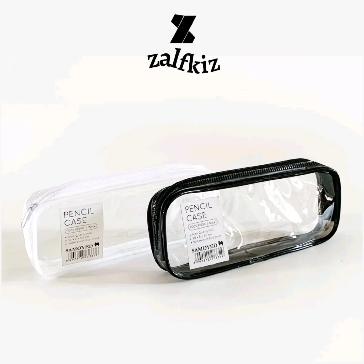 Pouch Pensil Mika Transparan samoyed Kotak Make-up serbaguna Stationery