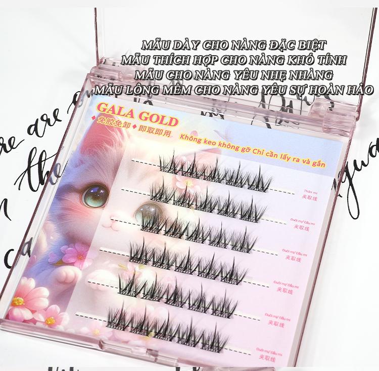 Lông mi giả sẵn keo GALA GOLD tặng nhíp & keo mi cong C Sợi mi mảnh Có thể tái sử dụng Hàng Việt Nam Trang điểm 6