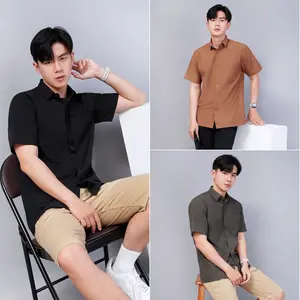 Kemeja Pria Polos Lengan Pendek Bahan Katun Premium