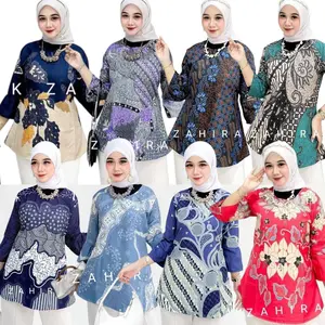 Atasan Batik wanita lengan 7/8 kancing belakang tali kanan kiri batik pekalongan Tangan 7/8