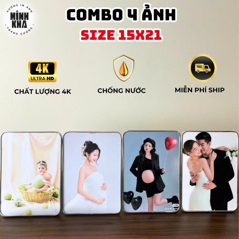 COMBO 4 KHUNG 15x21 theo nhu cầu - Tráng Gương Bo Viền - TẶNG COMBO CHỈNH ẢNH MIỄN PHÍ - Chất Lượng 4K, Chống Nước/ Không Phai Màu/ Không Mối Mọt - Kèm Móc Treo Giá Đỡ - Decor Treo Tường Để Bàn, Trang Trí Khung Tranh Phòng Khách