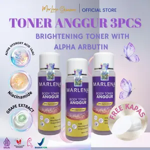 [live] TONER BADAN ANGGUR  BRIGHTENING MENCERAHKAN KULIT 3 PCS TONER FREE KAPAS