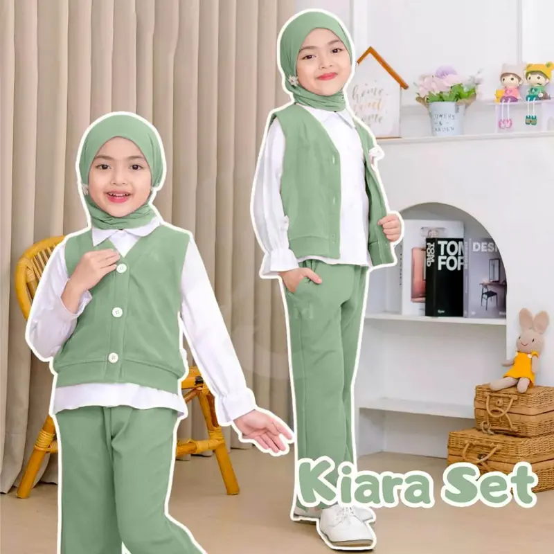 Setelan Anak 3 in 1 Rompi Model / Setelan Anak Perempuan 2-8 Tahun / One Set KNIT TERBARU/ Baju Setelan Rompi 4