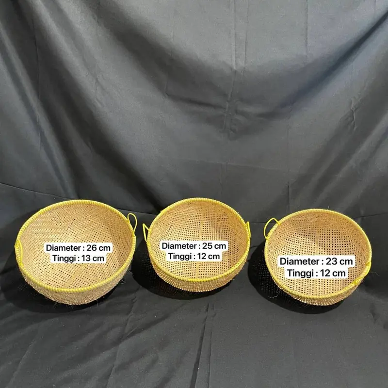 1 Set Isi 3 Ayakan Saringan Kalo Tompo Tanggok Bambu Serbaguna Tempat Wadah Penyimpanan Kitchenware 1