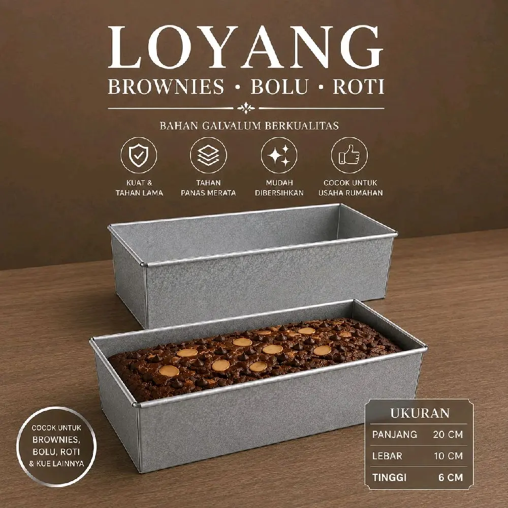 Loyang Brownies,Roti,Bolu ukuran 20×10 Tinggi 6cm Bahan galvalum