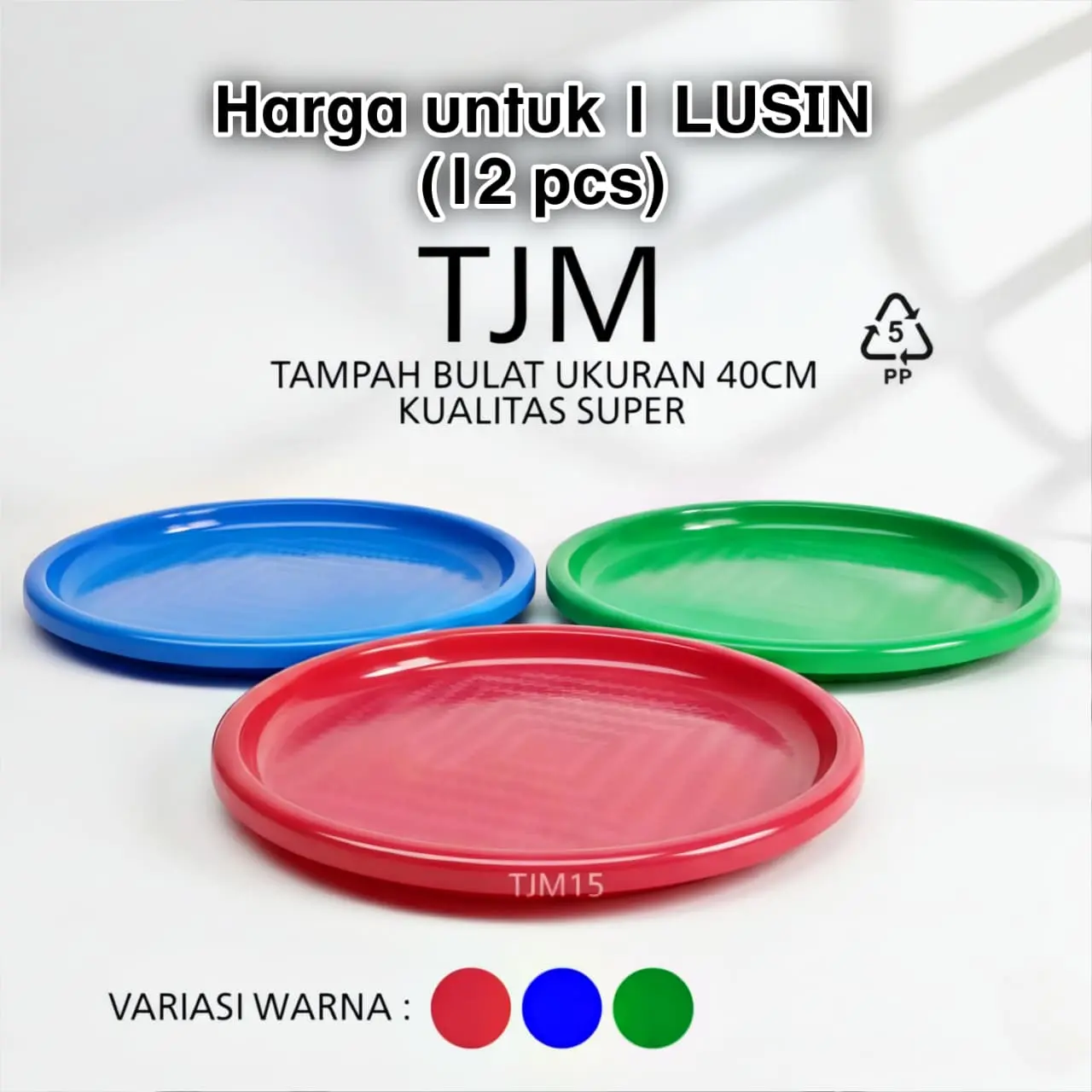 1 Lusin isi 12 Pcs - Tampah Bulat 40cm Tampah Bulat Plastik PP5 Tebal Kualitas SUPER