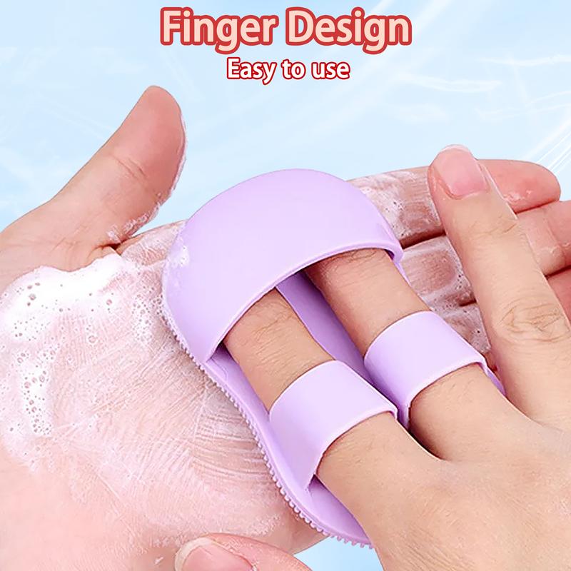 Product Introduction of 3pcs(1pc of each color) Face Scrubber Mini Facial Brush Silicone Wash Exfoliator Finger Glove Pads Handheld Cleansing Brushes Tool for Skin Care Deep Clean Blackhead Acne Pore Removal 4