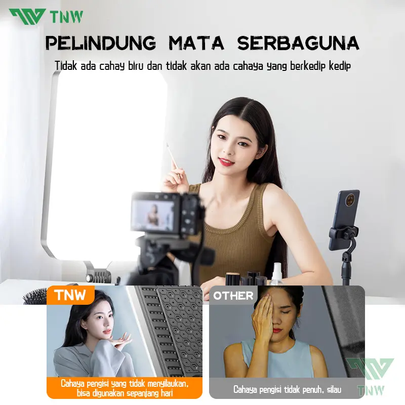 TNW Lampu Foto 16/20 Inch LED Video Light Studio Lighting Fill Light Ringlight Besar with Tripod for Live Stream Vlogging 4