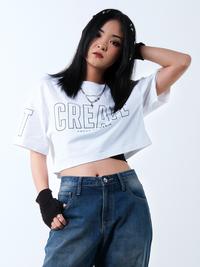 Gambar FOD Kaos Wanita Cropped Emma White 12054F4OW - M / L, White dari FOD. Kota Bandung 1 Tokopedia