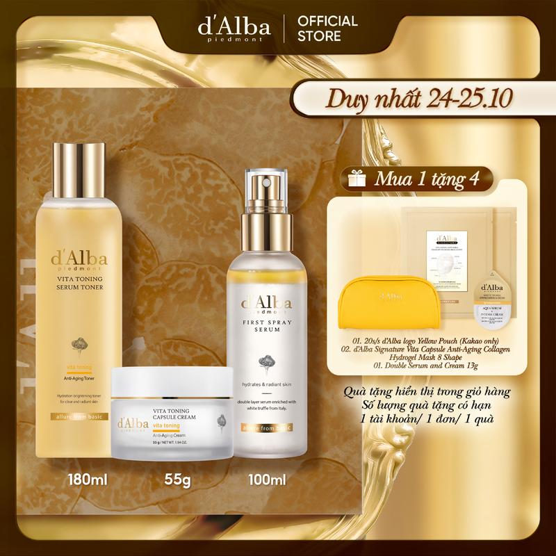 3 Hỗ Trợ Căng Bóng, Cấp Ẩm Và Làm Sáng Da (First Spray 100ml,Toner Serum Vita Toning 180ml, Capsure Cream 55g)