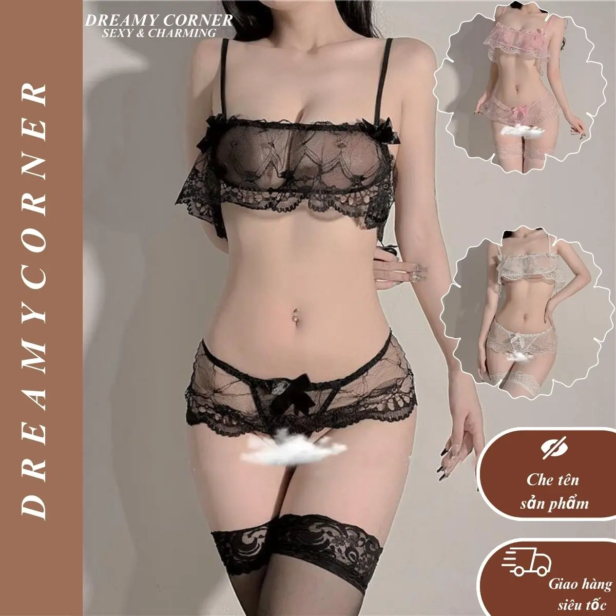 Đồ lót gợi cảm quyến rũ DL04 CHE TÊN Bộ đồ lót ren quyến rũ