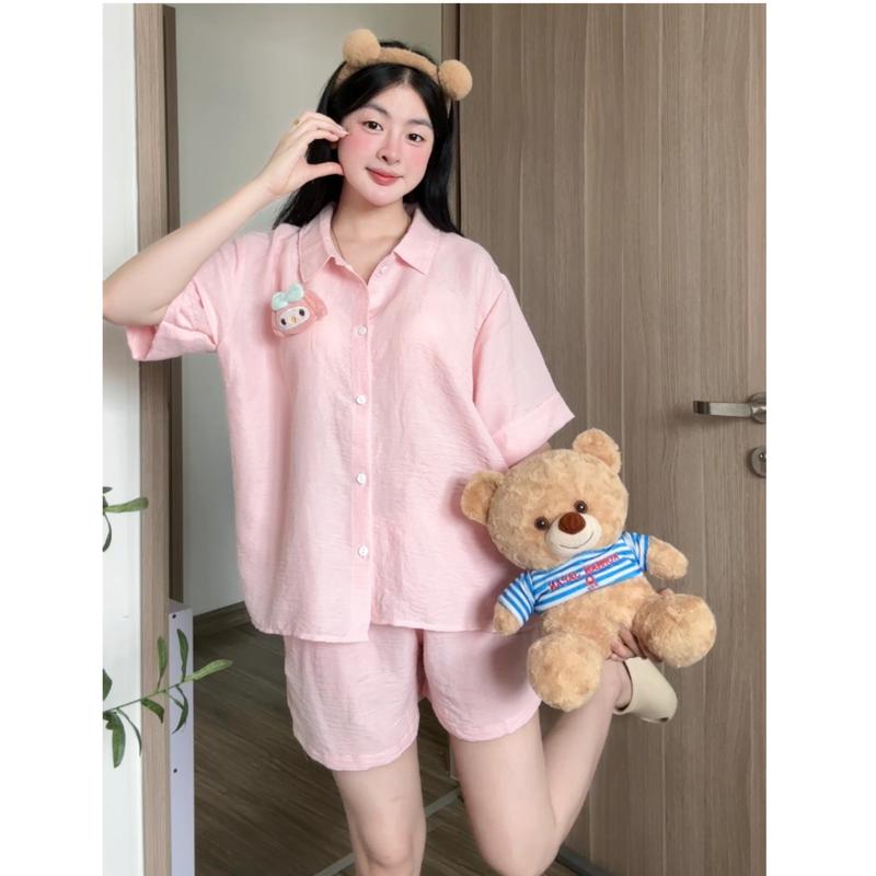 Kozoda Đồ Ngủ Đũi Vân Mây BN43 Họa Tiết Hoạt Hình Cute Dễ Thương Size S & M Thoải Mái Đồ Bộ Nữ Mặc Ở Nhà Đi Chơi Chất Liệu Mềm Mại