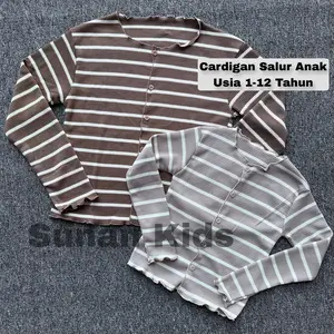 Cardigan Anak Perempuan Usia 2-12 tahun Cardigan Strip Anak Korean Fashion Cardigan Rajut