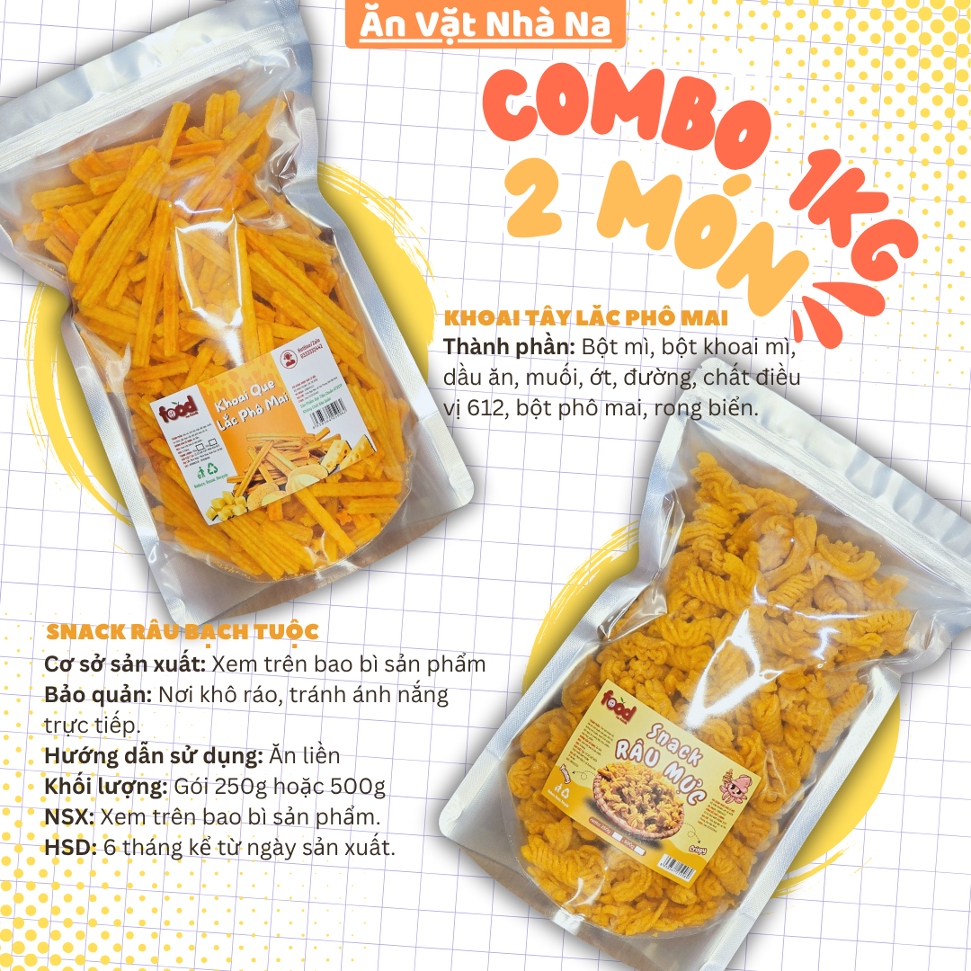 COMBO 2 VỊ SNACK GIÒN RỤM [2BỊCH MỖI BỊCH 250g]