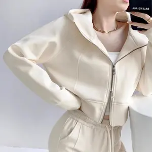 Jaket Wanita Nona Crop Hoodie Zipper Fit Fleece Oversize Sweater