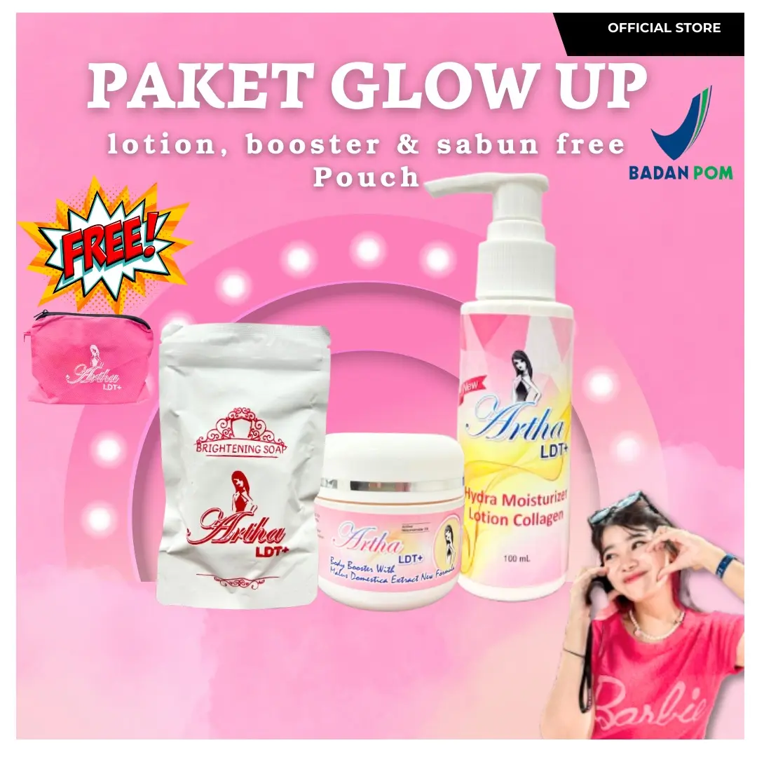 [ARTHA LDT] PAKET GLOW UP SABUN (body lotion + body booster + sabun) FREE POUCH [Soap Pencerah]