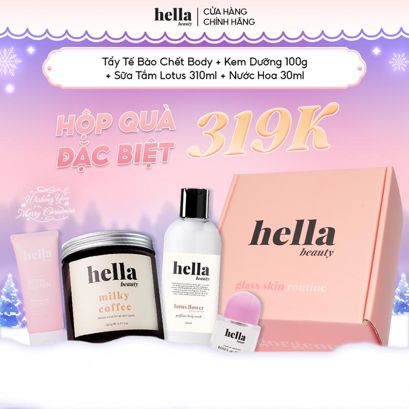 Hộp quà tặng combo 4 Tẩy tế bào chết body + Sữa tắm nước hoa 310ml + Nước hoa cao cấp 30ml + Kem body 100g 