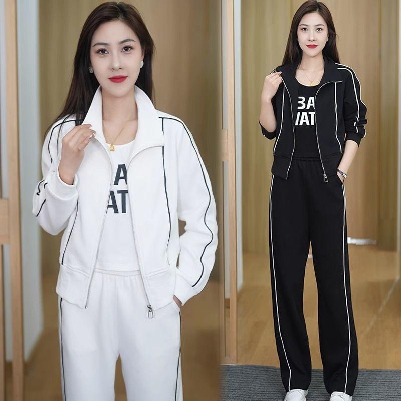 Bộ Đồ Quần Áo Thể Thao Thời Trang, Dành Cho Nữ, Áo Khoác, Quần Dài, Bộ Hai Mảnh polo  tracksuit bộ  thể da cá Women Top Pants 1
