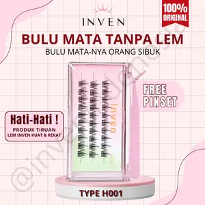(LANGSUNG TEMPEL) INVEN Bulu Mata Palsu tanpa lem LANGSUNG TEMPEL Premium Eyelash Extension Lashes FREE PINSET / Tweezer hasil natural bulumata bawah extensions lembut serat kapas