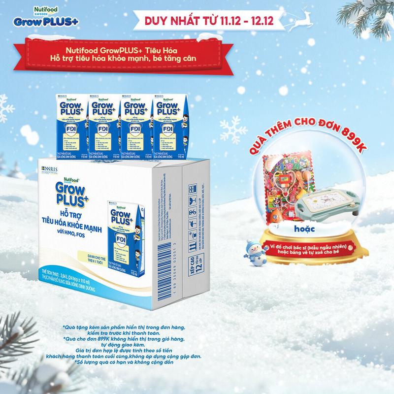 CHỌN PHÂN LOẠI Thùng 24 hộp 110ml 180ml Sữa bột Pha Sẵn Nutifood Sweden GrowPLUS+ Tiêu Hóa Xanh Nhạt - Tiêu hóa khỏe- Link chính Mới