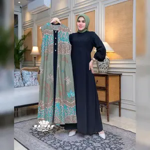 Gamis Batik Mewah 2 in 1 Kekinian Bahan Batik Katun Premium Gamis Batim Pesta Gamis Batik Muslim Premium Rompi Lepas COD