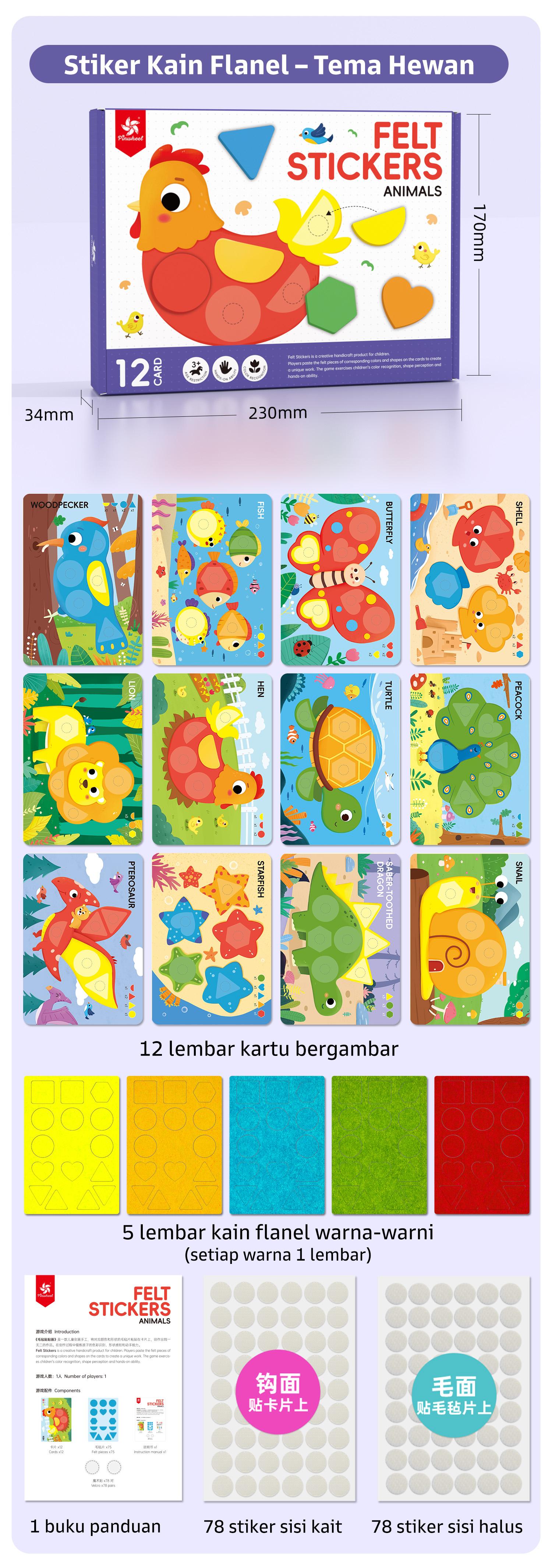 Pinwheel Felt Sticker DIY Mainan Edukasi Anak Stiker Busa Lembut Berwarna Kreatif Untuk Usia 3 Tahun Ke Atas