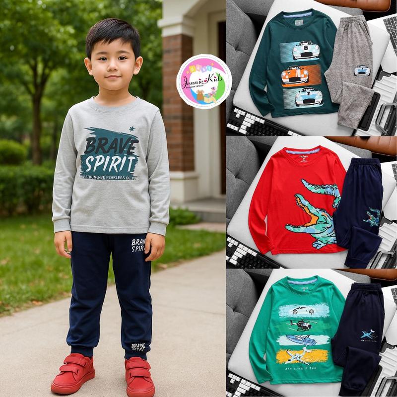 Đồ bộ cho bé trai size 22-50kg, bộ dài tay cho bé trai, bộ thu đông dài tay cho bé thun cotton mềm mại, thấm hút mồ hôi Jenniekids J340