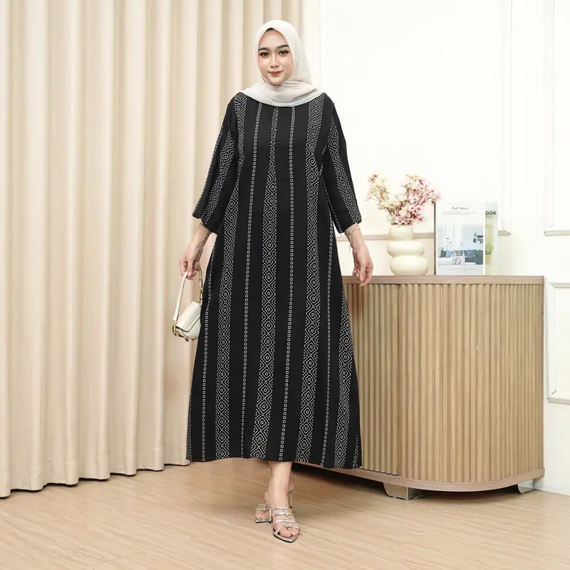 RUN.CO Daster Gamis Kekinian Terbaru Rayon Premium Busui Lengan 3/4 Motif Best Seller 5