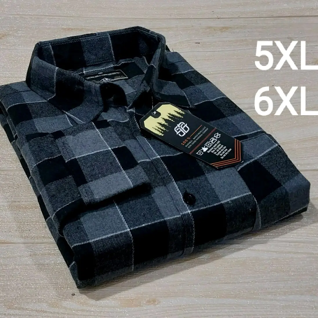 Super Jumbo Kemeja Flanel Pria Size 5XL-6XL Lengan Panjang Premium Terbaru Pria Wanita Distro Kotak Casual Hitam