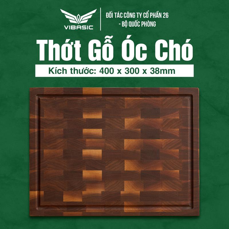 Thớt gỗ óc chó cao cấp kích thước 400x300x38mm, dùng để cắt thái và chặt, kèm hộp quà tặng cao cấp
