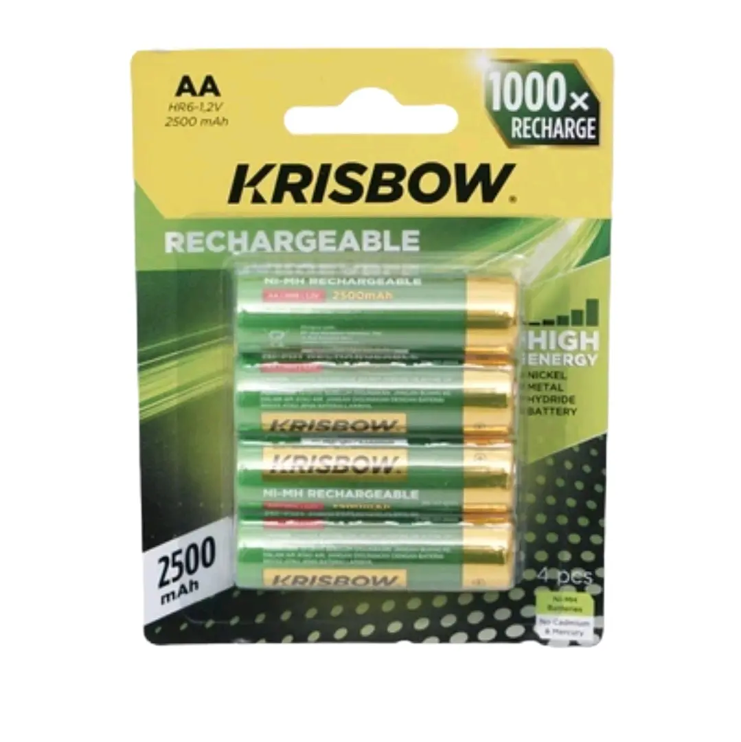 Krisbow Set Baterai Rechargeable Size Aa 2500 Mah 4 Pcs