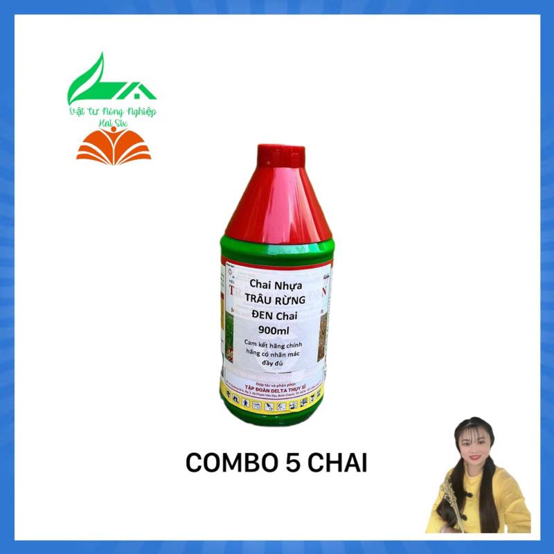 [COMBO 5 Chai tặng 5 gói anly] Chai Nhựa Nắp đỏ Hiệu Trâu rừng đen Chai 900ml dùng để chứa dung dịch phân bón dùng trong nông nghiệ