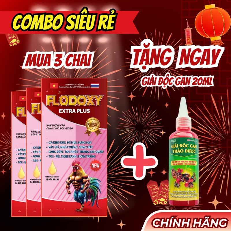 Flodoxy Extra Plus hàm lượng cao dành cho gà khò hen khẹt phù đầu long đờm phân xanh và phân trắng