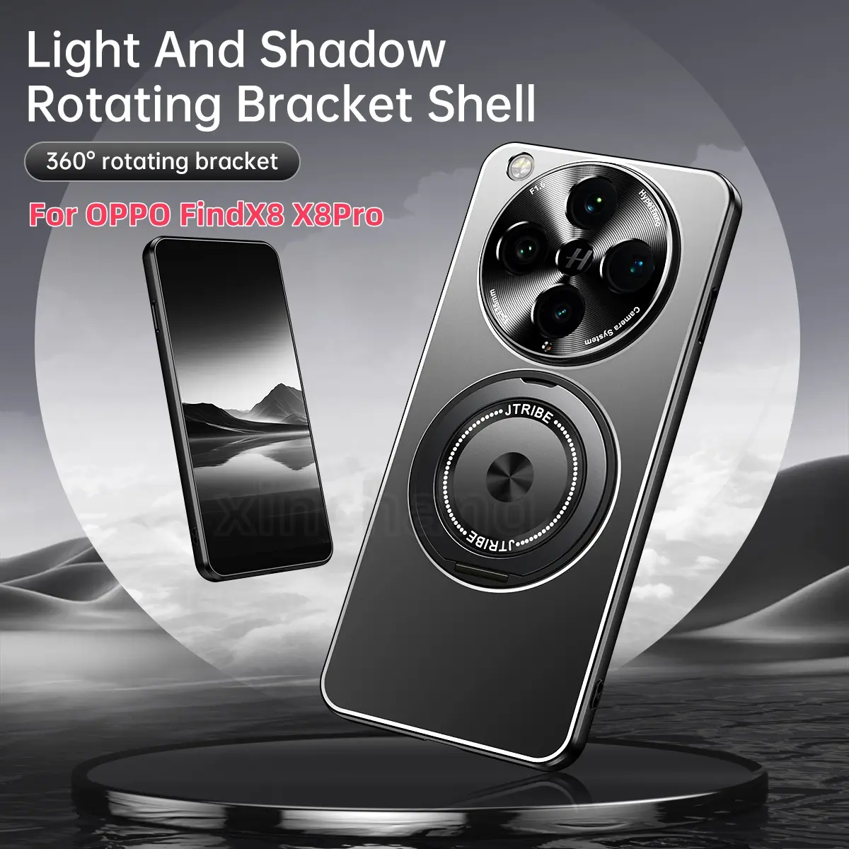 OPPO FindX8 FindX8Pro Phone Casing The alloy back plate is matte and magnetic, and the alloy lens is protected by a 360° rotating bracket, and the alloy lens is protected and anti-fall backcase shell case Smartphone Phonecase Cellphone Cover  Protective