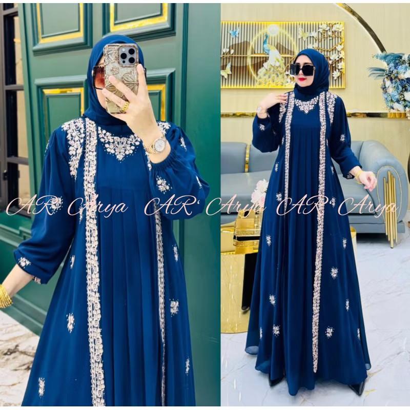 Product Introduction of COD DRESS MELATI BORDIR MIX PAYET SWAROSKI SET HIJAB Gamis Wanita Muslim Lebaran Pesta Mewah Kondangan Ceruty 2