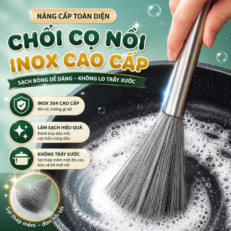 Combo 3 Chổi Cọ Xoong Nồi Inox Cao Cấp Đa Năng Có Tay Cầm Dễ Dàng Đánh Bay Mọi…