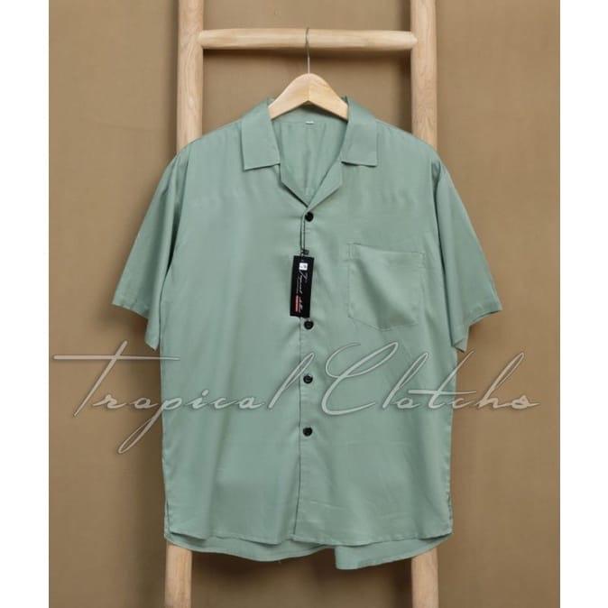 Kemeja Hawai Polos Lengan Pendek Pria/Wanita Rayon Premium Model Reguler - Baju,  Basic 2