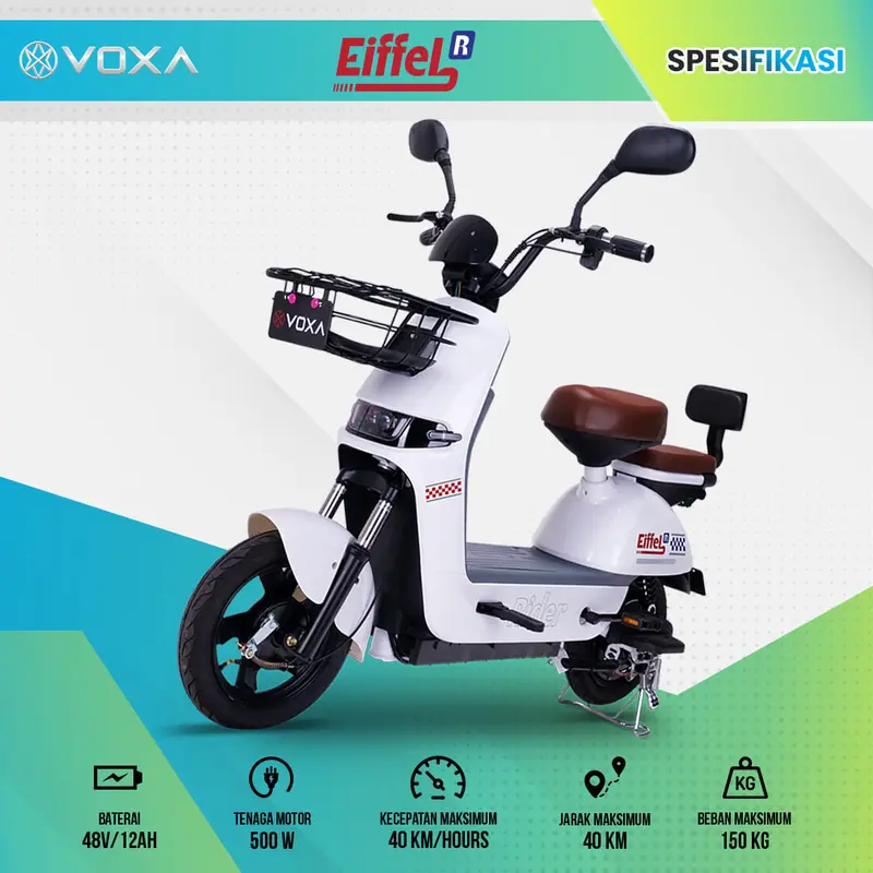 VOXA Sepeda Listrik Eiffel Rider Terbaru 500 watt 48V/12AH sepeda motor Murah Dewasa dan Anak Rekomendasi Terbaik  Garansi Resmi Ban Lampu 0