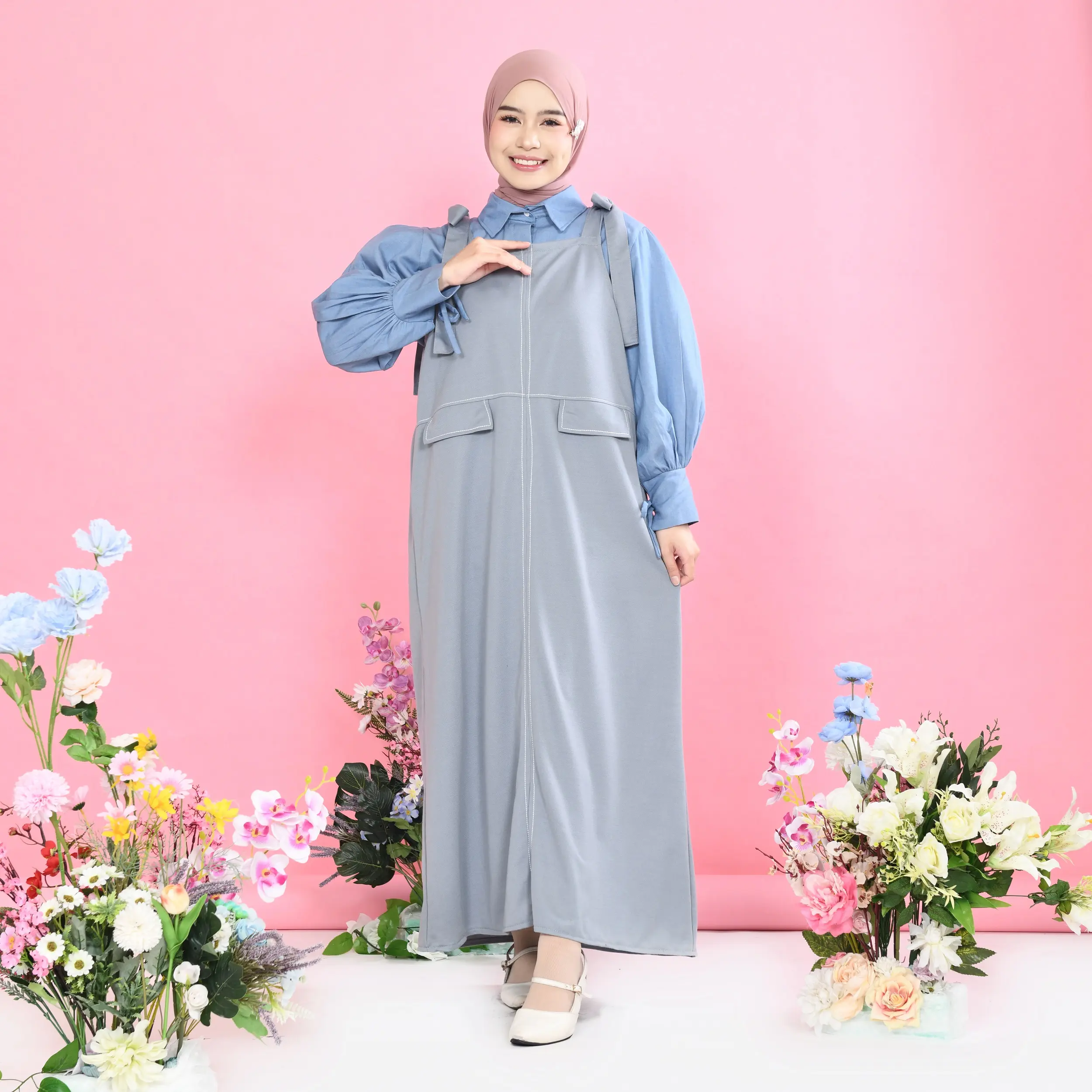 Mybamus Gaby Overall Dress Panjang Jumpsuit Wanita Korean Style Baju Gamis