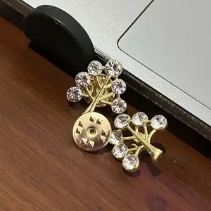 【Aylee】Logam Kristal Berlian Bros Bros Pohon Emas Wanita Pin  Pohon Emas yang Cocok dengan Pin Sorban B1183