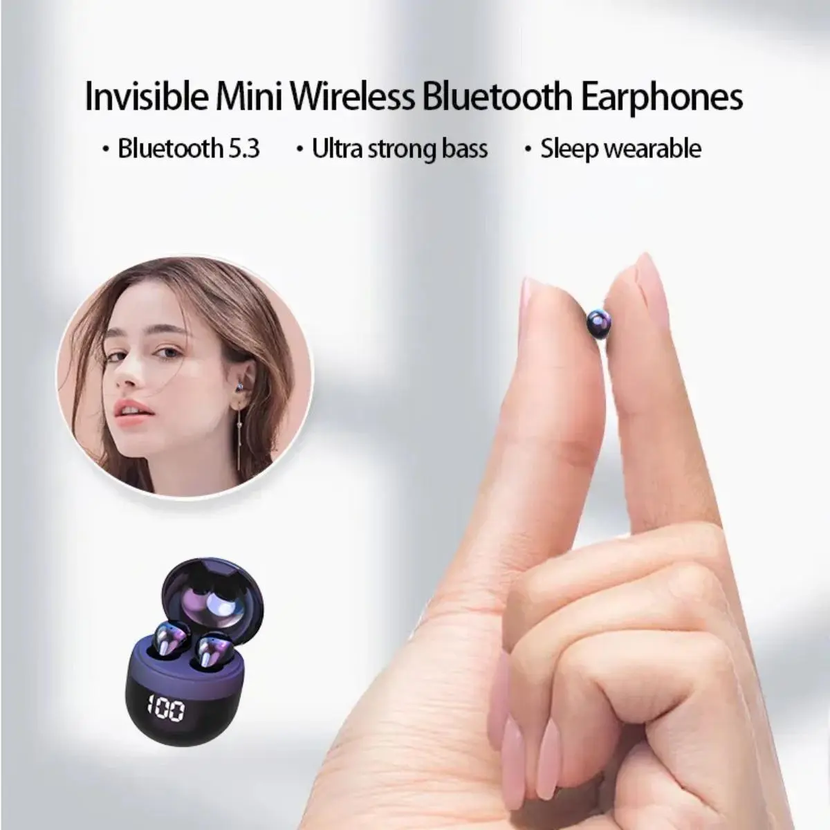Tai Nghe Không Dây Bluetooth, Sk18-mini, Tai Nghe Âm Trầm Nặng, Tai Nghe Trong Tai Có Micro, Tương Thích Với Điện Thoại, Giảm Tiếng Ồn, Thích Hợp Để Ngủ Nhét Tai Nghe Nhạc