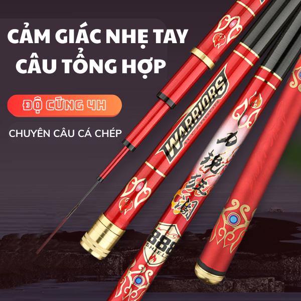 Cần câu đỏ 888 , độ cứng 4h, phân bố lực 2:8 có các size từ 3m6 đến 7m2 thích hơp câu cá mọi vùng nước, câu cá chép, cá rô, cá trám cỏ.