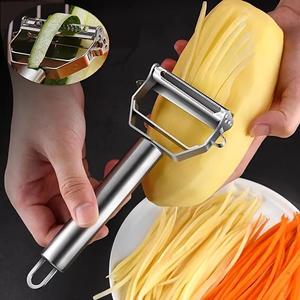 Pelador de verduras de acero inoxidable, 1 pieza multifuncional rallador manual de frutas y verduras, gadgets de cocina para el hogar, comedor y picnic, utensilios