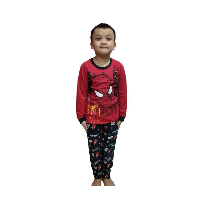 Piyama Anak Laki-laki Lengan Panjang Celana Panjang 3-12 Tahun Katun Baju Motif Fashion 2