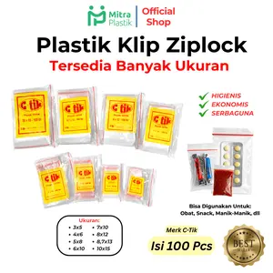 Plastik Klip Ziplock (isi 100pcs) Zipper Plastik Obat Sambal Acar Saus 3x5 4x6 5x8 7x10 8,7x13 10x15