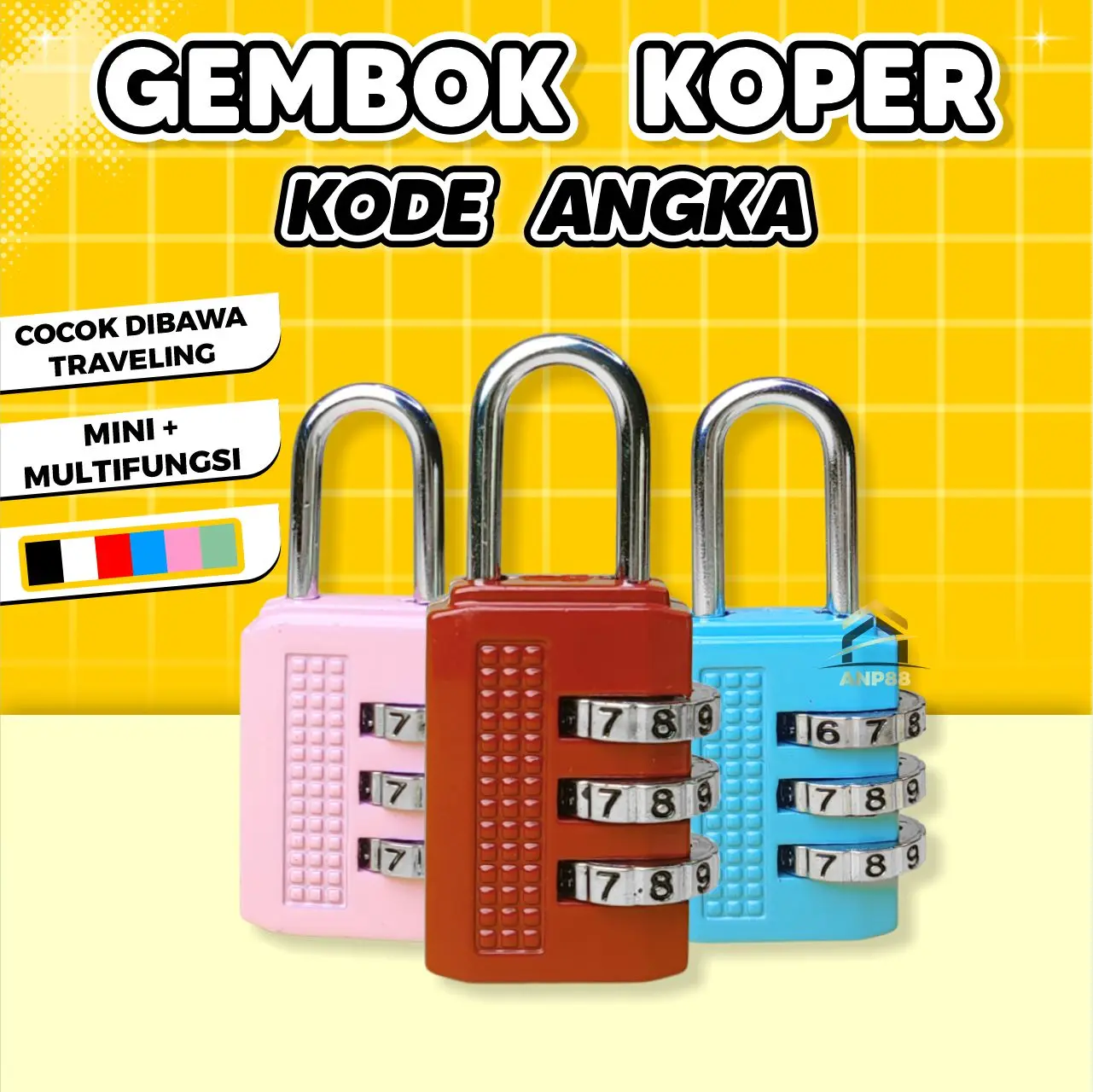 ANP88 - Gembok Angka 3 Digit Bahan Zinc Alloy Anti Karat Cocok Untuk Tas Travel Koper Loker Multifungsi dan Kuat